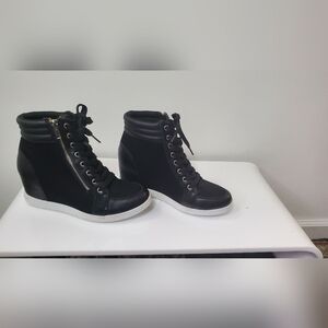 JustFab Black High-Top Wedge Sneakers